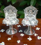 Sigaram 5 Inch Silver Plated Fancy Kamakshi Deepa for Home, Temple Pooja Decor K4842