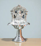 Sigaram 5 Inch Silver Plated Fancy Kamakshi Deepa for Home, Temple Pooja Decor K4842