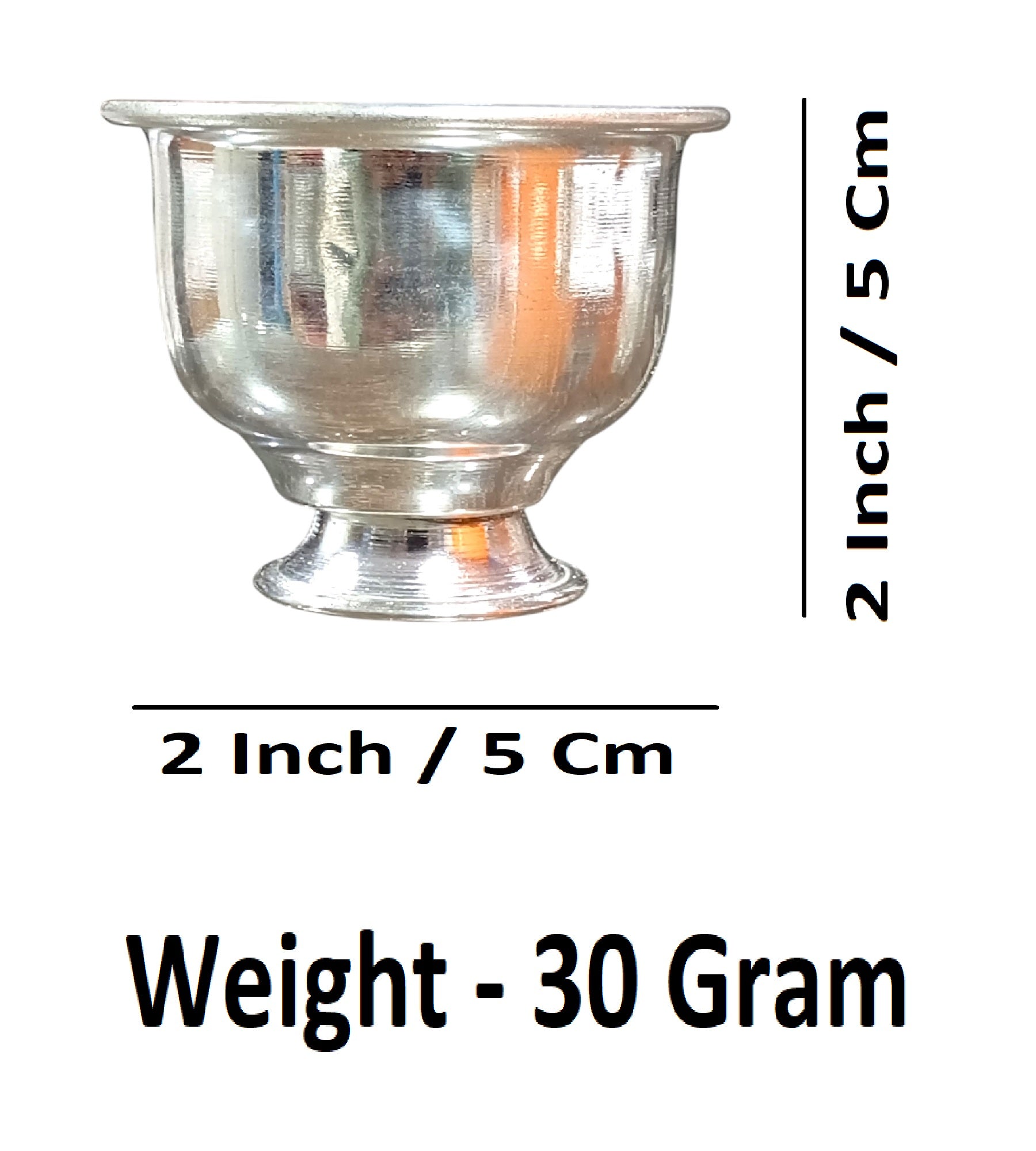 Sigaram German Silver 2 Inch Plain Kum Kum Cup for Home Pooja, Temple, and Festival Decor K4843