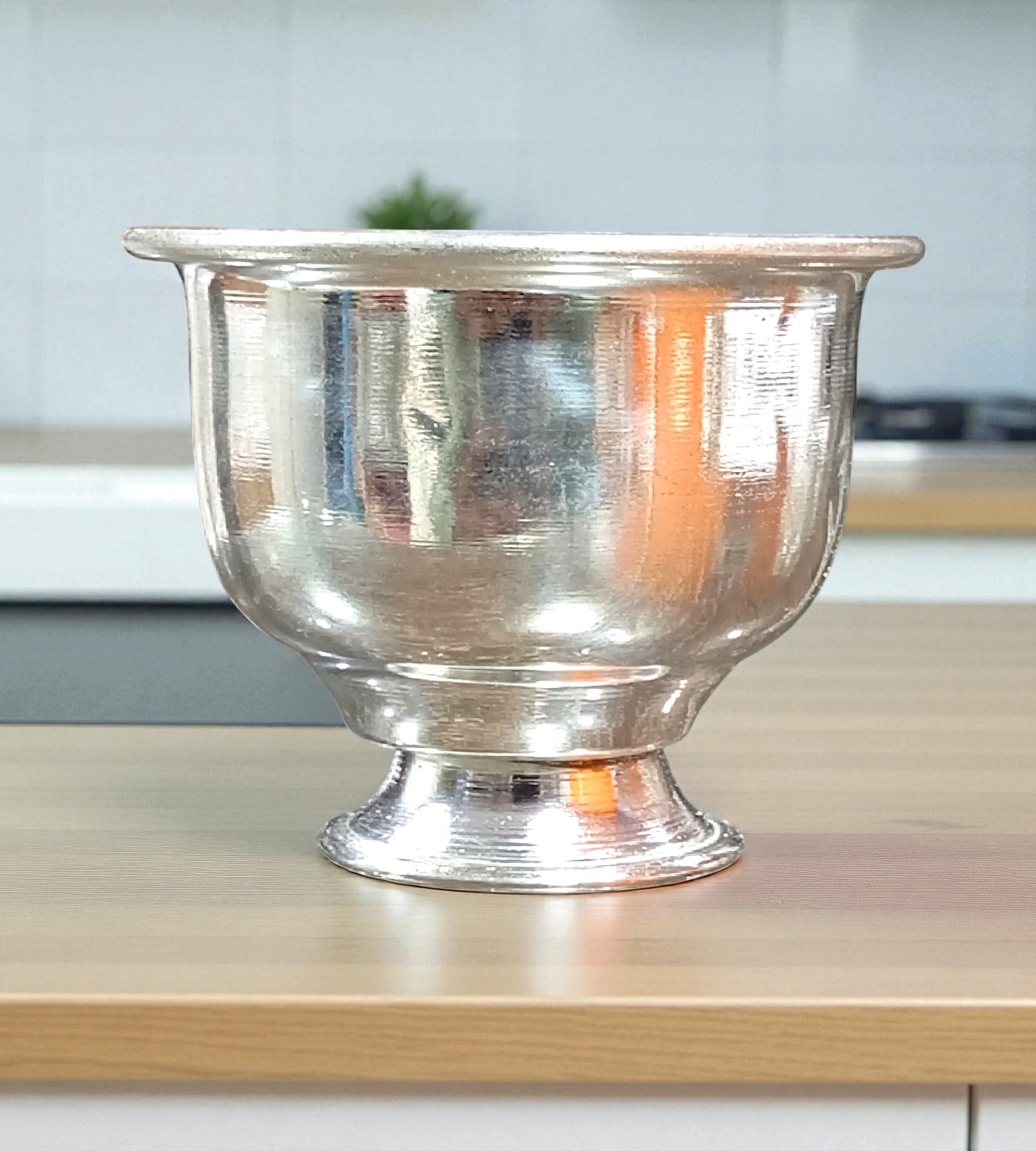Sigaram German Silver 2 Inch Plain Kum Kum Cup for Home Pooja, Temple, and Festival Decor K4843