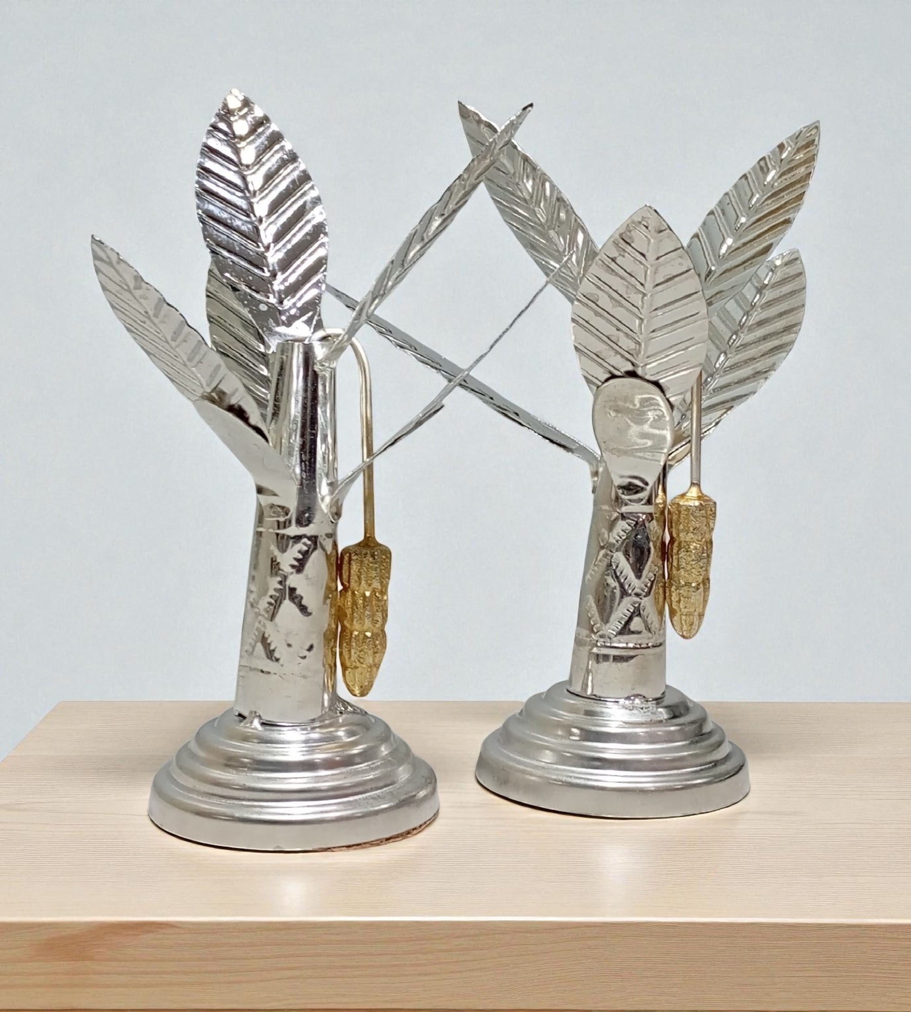 Sigaram 6 Inch Silver Plated Banana Tree for Home Temple and Pooja Decor K4846