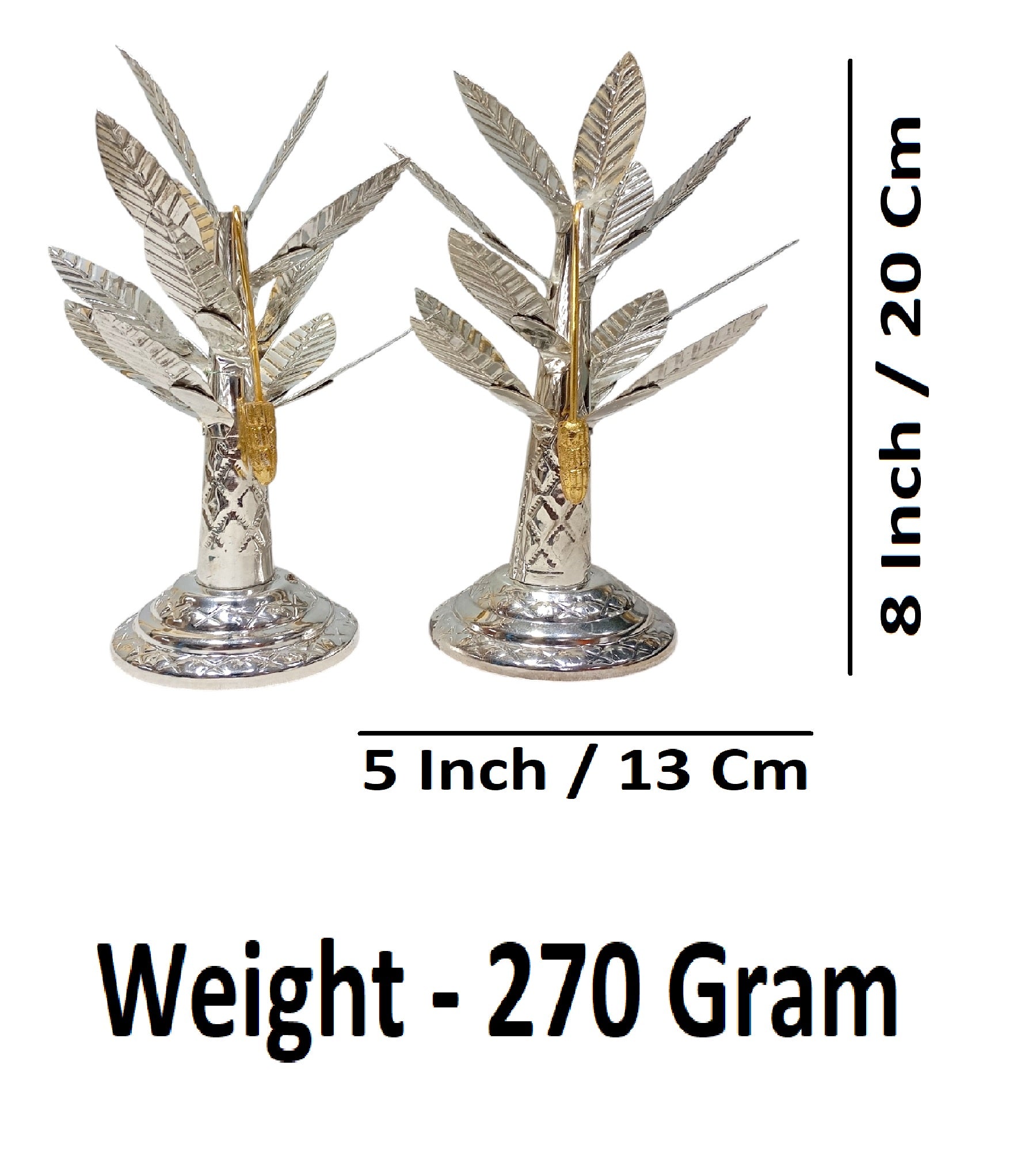 Sigaram 8 Inch Silver Plated Banana Tree for Home Temple and Pooja Decor K4847