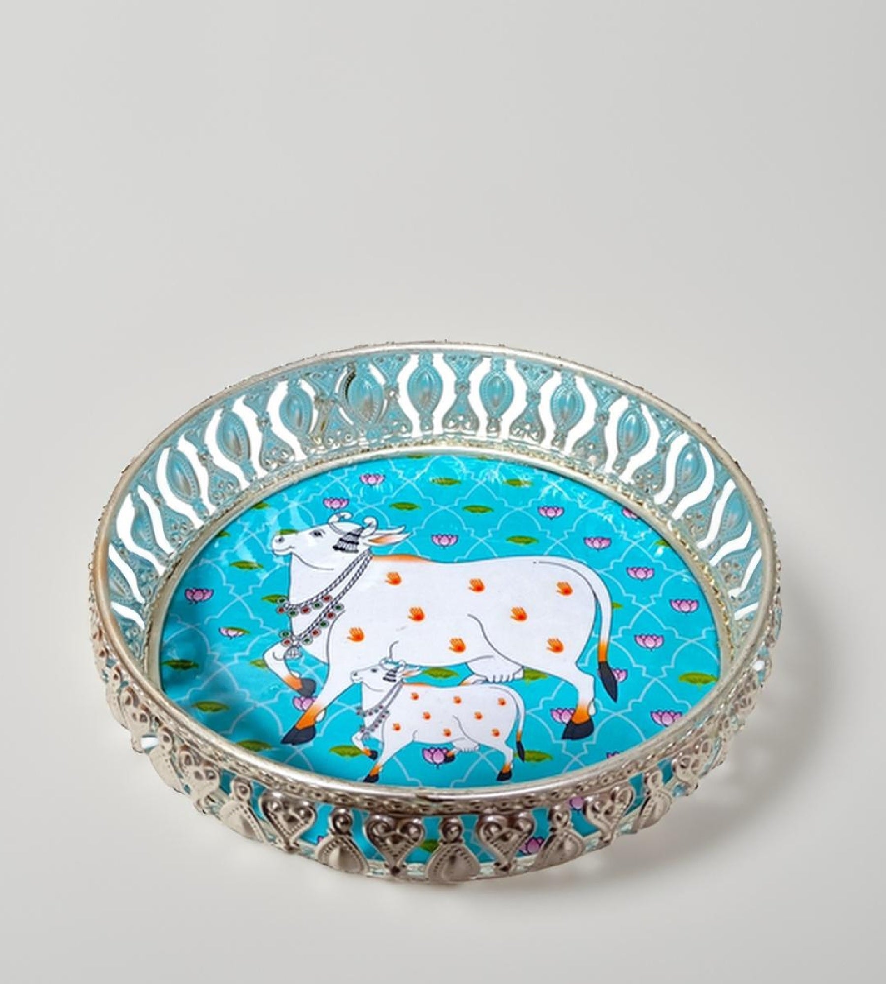 Sigaram 6 Inch Silver Plated Wedding Tray for Home Pooja, Temple Rituals & Wedding Ceremonie K4850