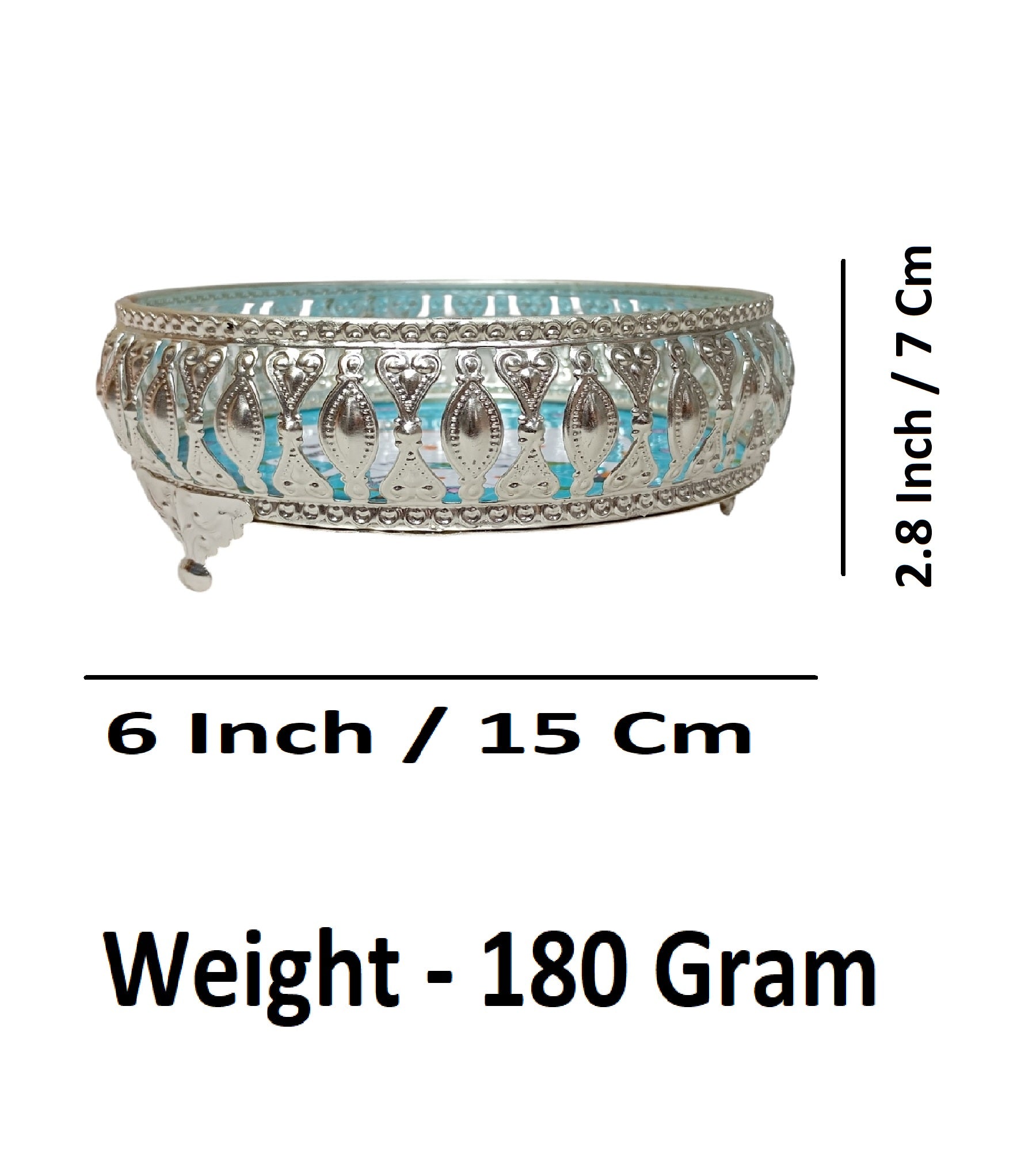 Sigaram 6 Inch Silver Plated Wedding Tray for Home Pooja, Temple Rituals & Wedding Ceremonie K4850