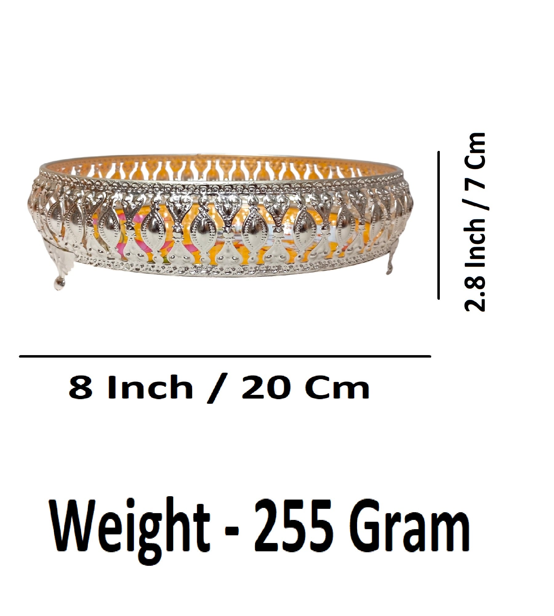 Sigaram 8 Inch Silver Plated Wedding Tray For Home Temple, Festival & Wedding Ceremony K4851