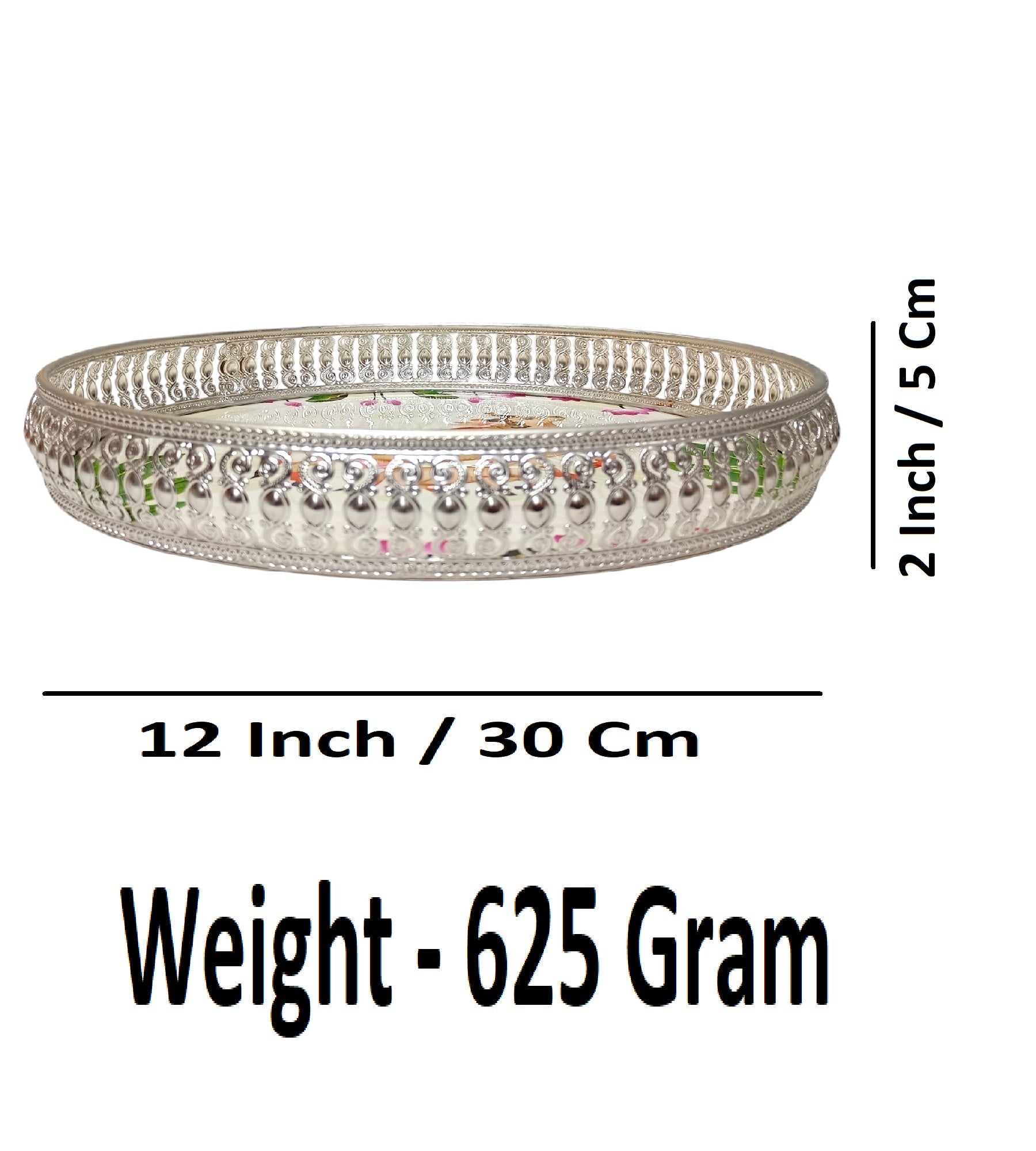 Sigaram 12 Inch Silver Plated Wedding Tray For Home Temple, Festival & Wedding Ceremony K4853