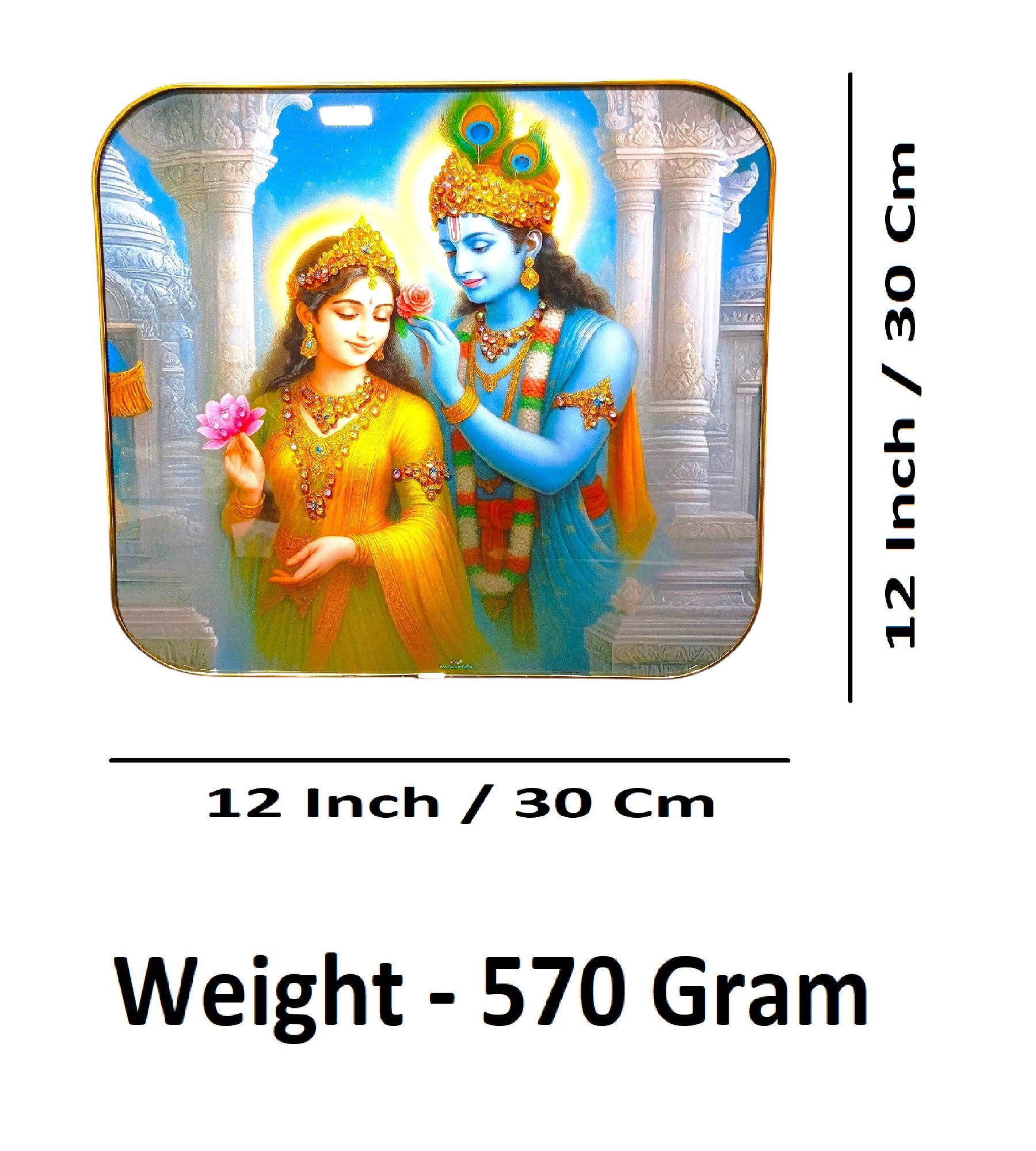 Sigaram 12x12 Inch Radha Krishna Photo Frame for Home Living Room & Office Wall Decore K4854