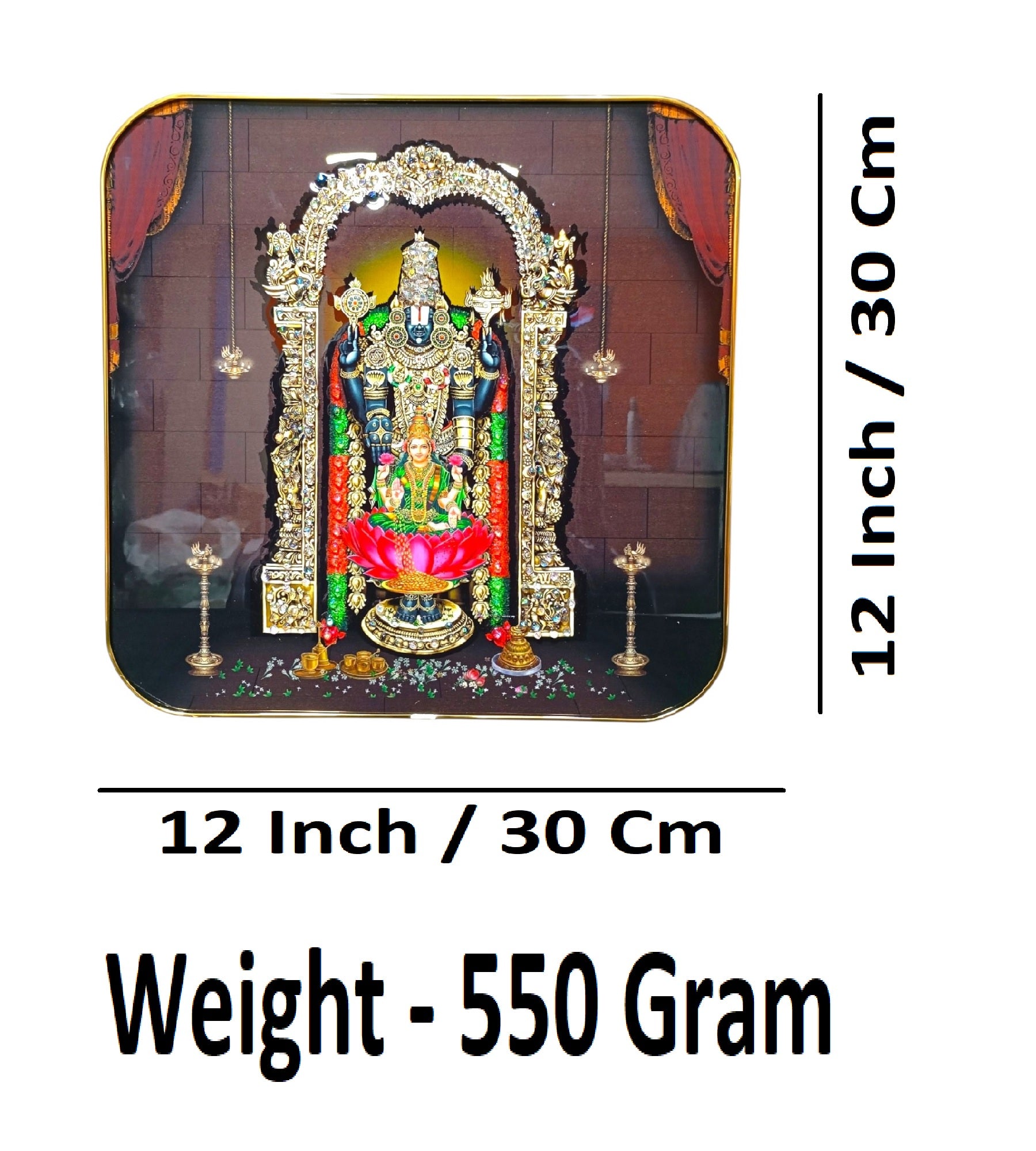 Sigaram 12x12 Inch Balaji Statue Photo Frame for Home, Room & Office Wall Décore K4855