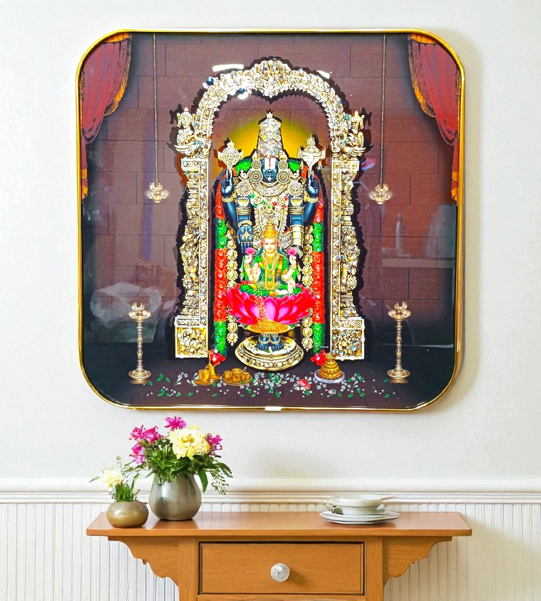 Sigaram 12x12 Inch Balaji Statue Photo Frame for Home, Room & Office Wall Décore K4855