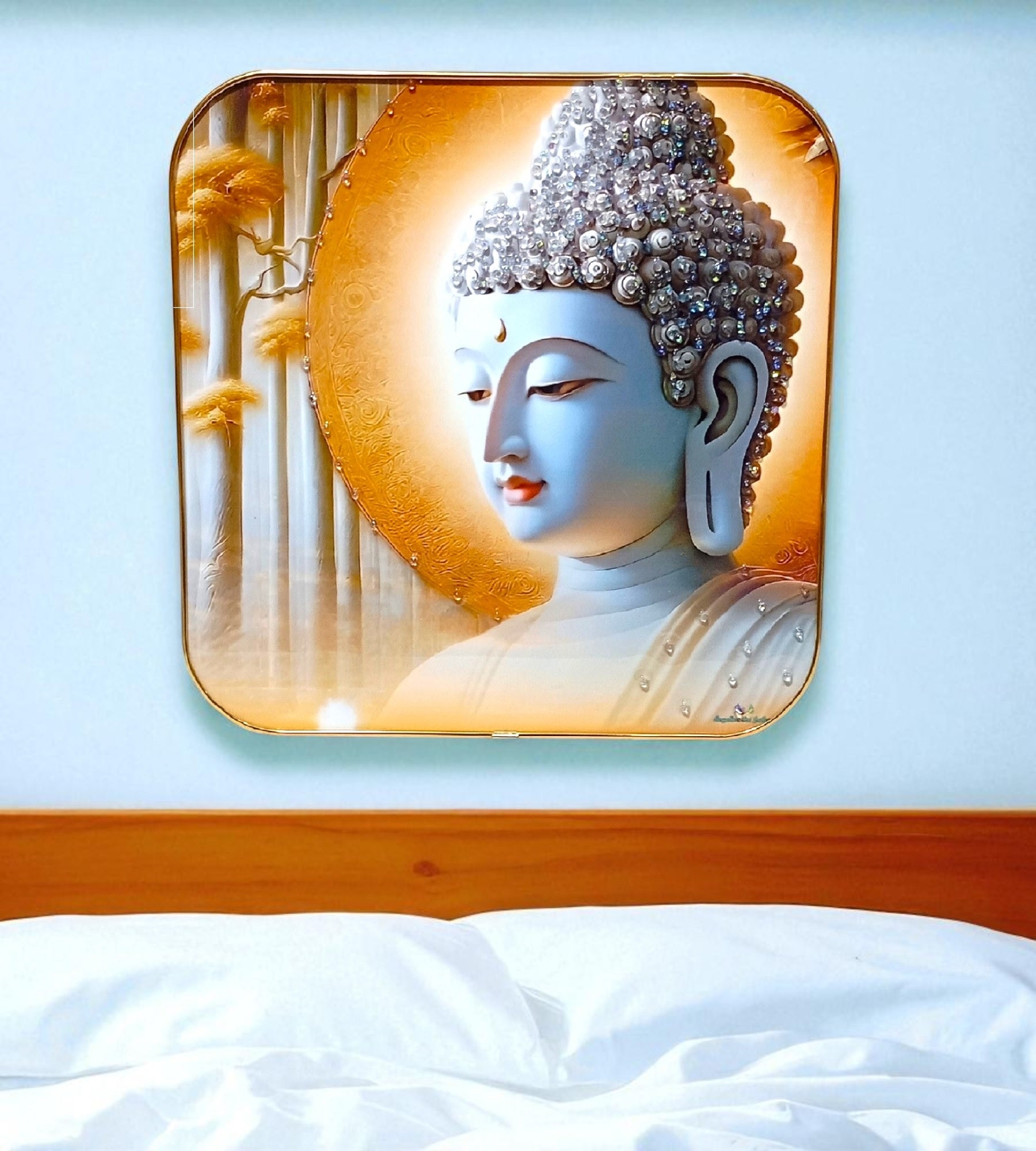 Sigaram 12x12 Inch Buddha Face Photo Frame For Home/Room and Office Wall Decore K4858