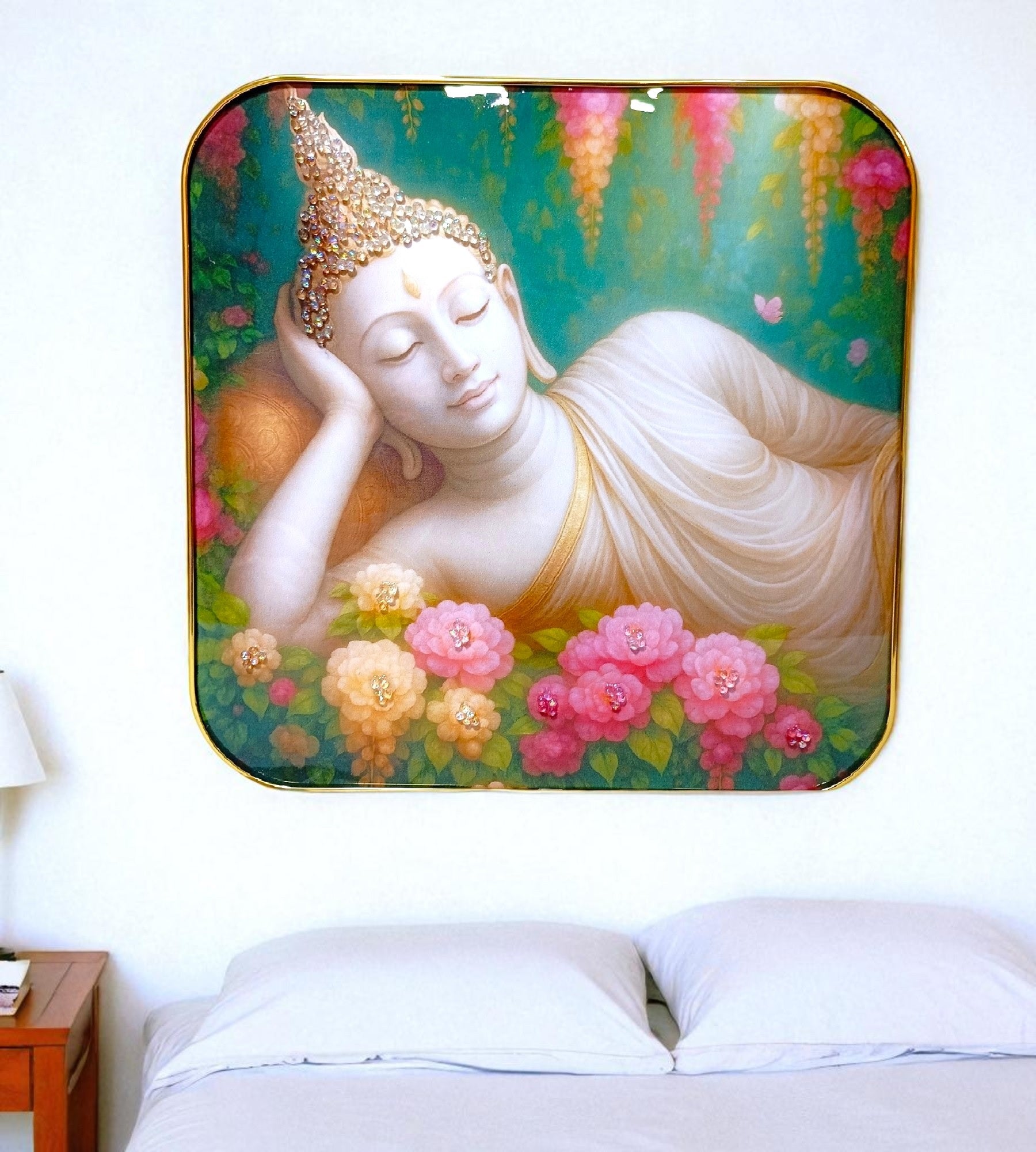 Sigaram 12x12 Inch Sleeping Buddha Photo Frame for Home, Room & Office Wall Décore K4859
