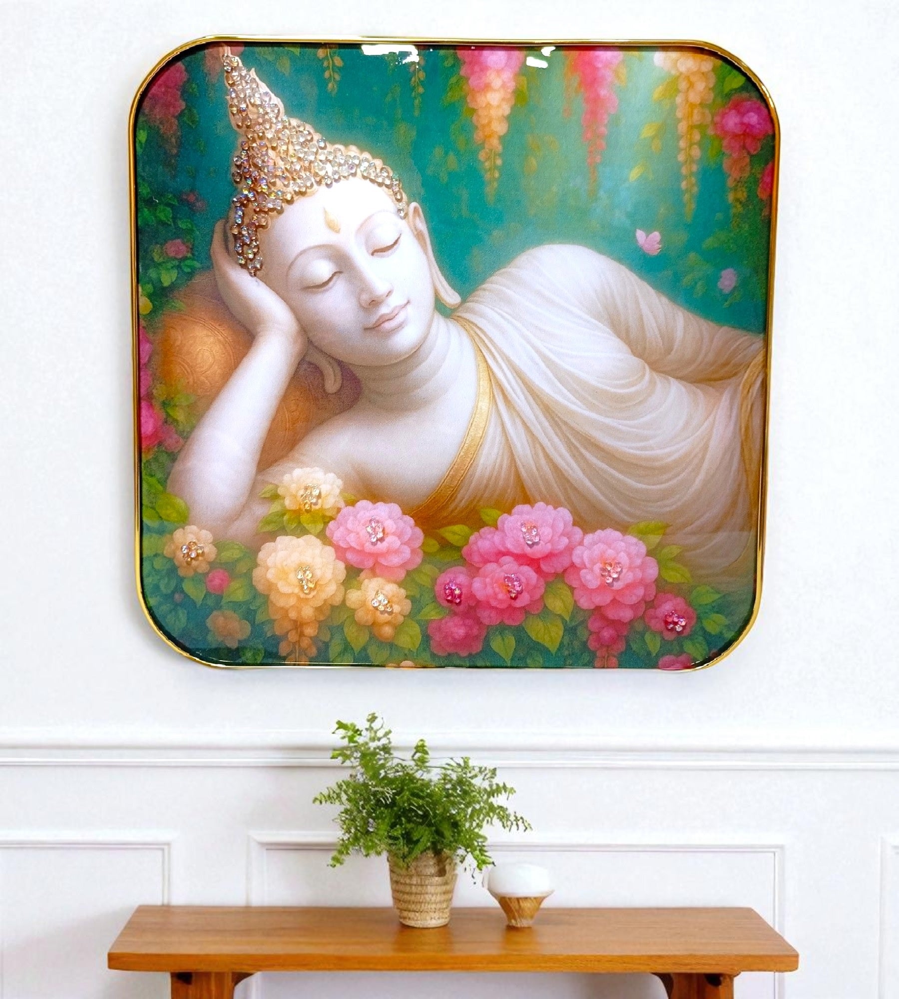 Sigaram 12x12 Inch Sleeping Buddha Photo Frame for Home, Room & Office Wall Décore K4859