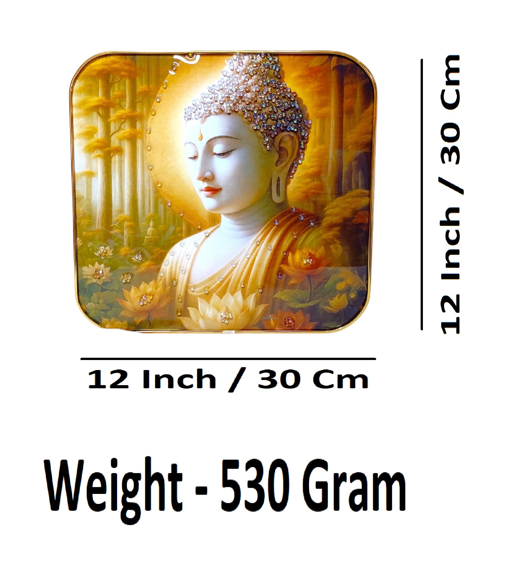 Sigaram 12x12 Inch Buddha Photo Frame for Home, Room & Office Wall Décore K4860