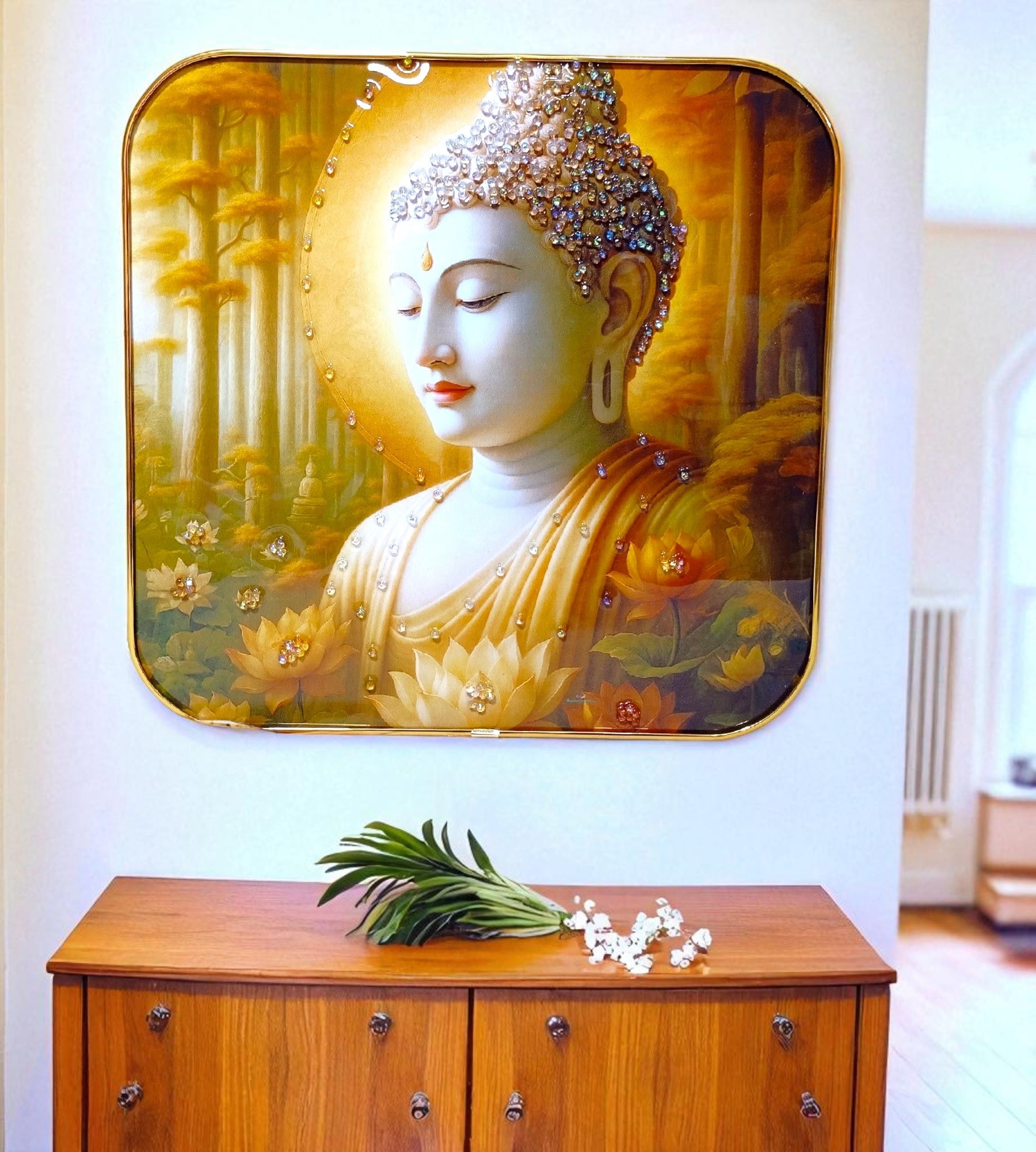 Sigaram 12x12 Inch Buddha Photo Frame for Home, Room & Office Wall Décore K4860