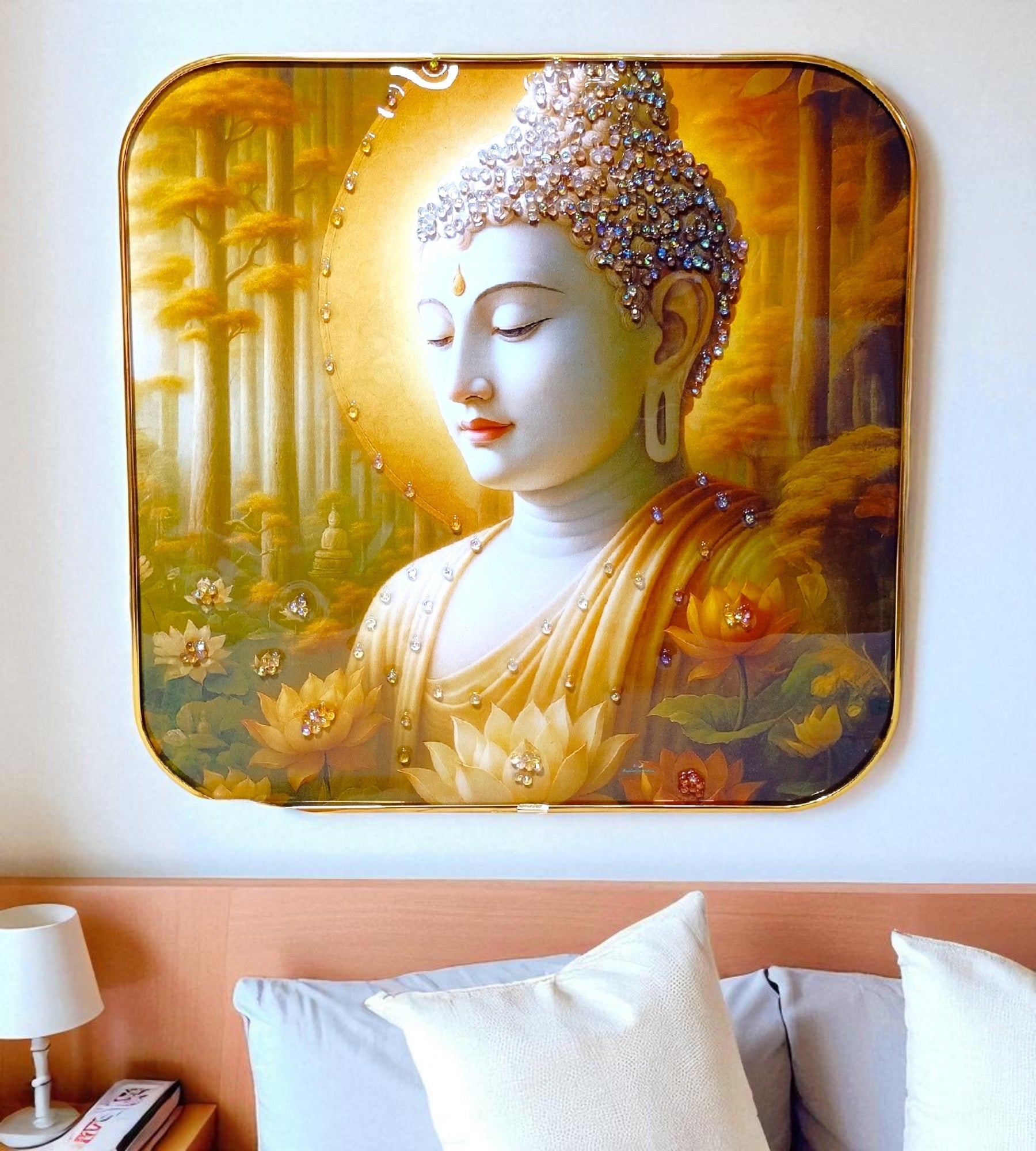 Sigaram 12x12 Inch Buddha Photo Frame for Home, Room & Office Wall Décore K4860