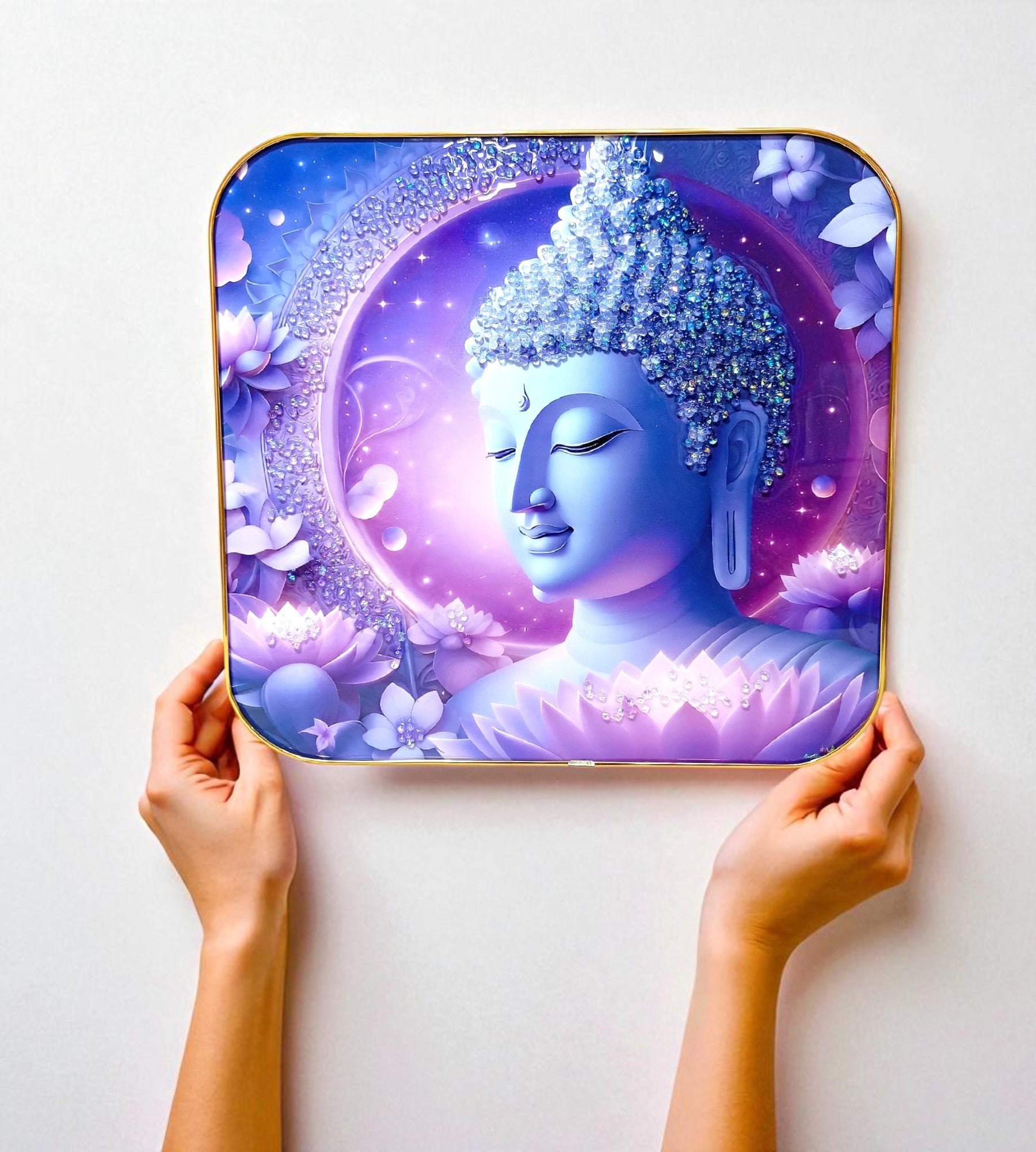 Sigaram 12x12 Inch Purple Buddha Photo Frame for Home, Room, and Office Wall Décore K4861