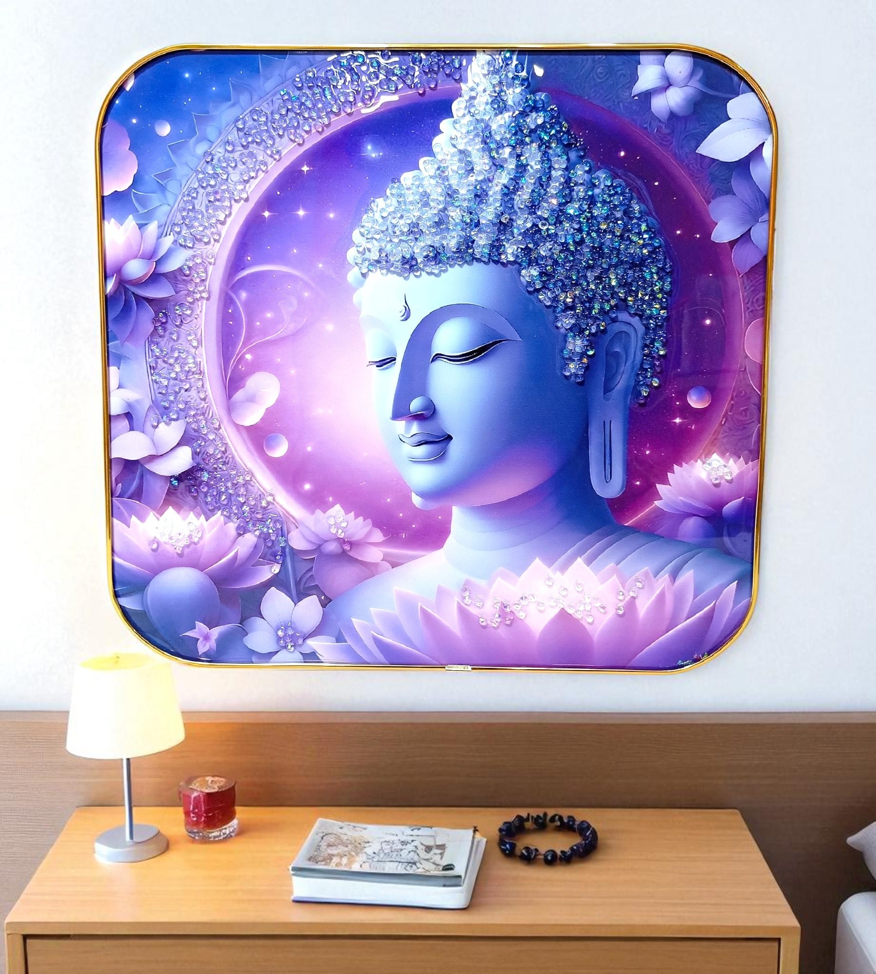 Sigaram 12x12 Inch Purple Buddha Photo Frame for Home, Room, and Office Wall Décore K4861