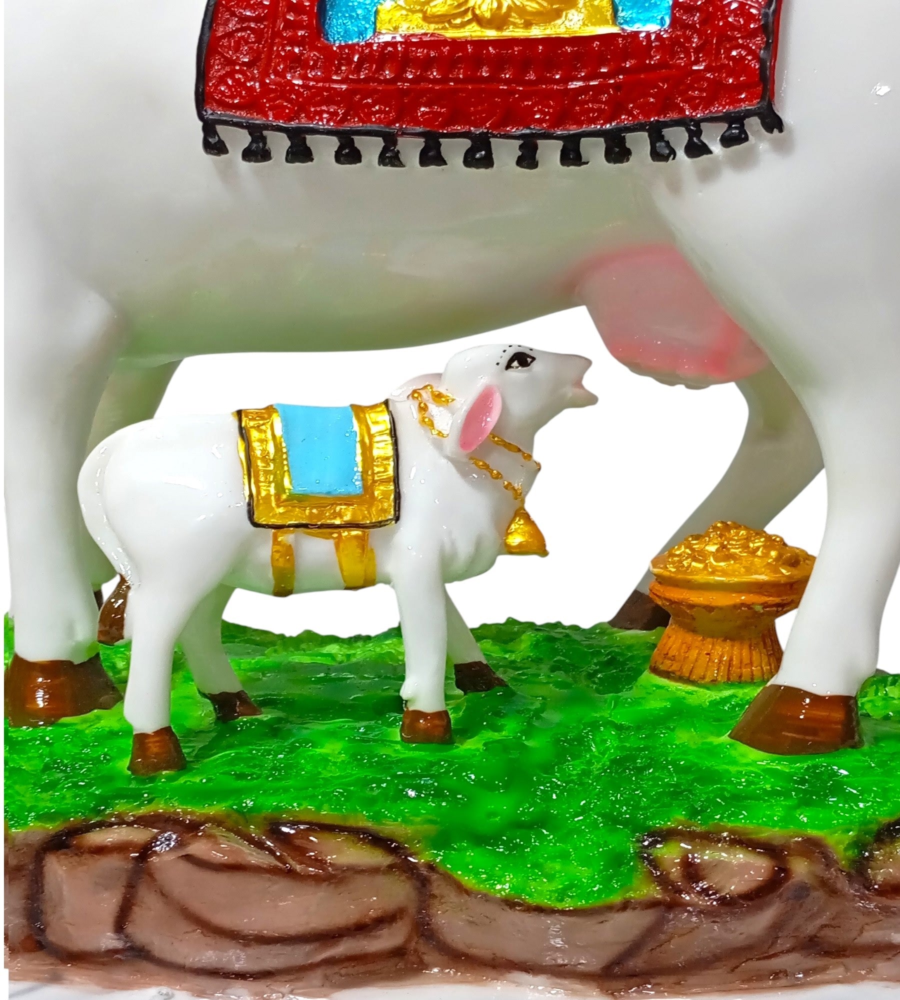 Sigaram 11 Inch Multi-Color Marble Lakshmi Kamadhenu Idol For Home & Office Decorative Showpiece K4863