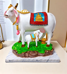 Sigaram 11 Inch Multi-Color Marble Lakshmi Kamadhenu Idol For Home & Office Decorative Showpiece K4863