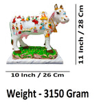 Sigaram 11 Inch Marble Kamadhenu Idol with Gods For Home, Office & Decorative Showpiece K4864