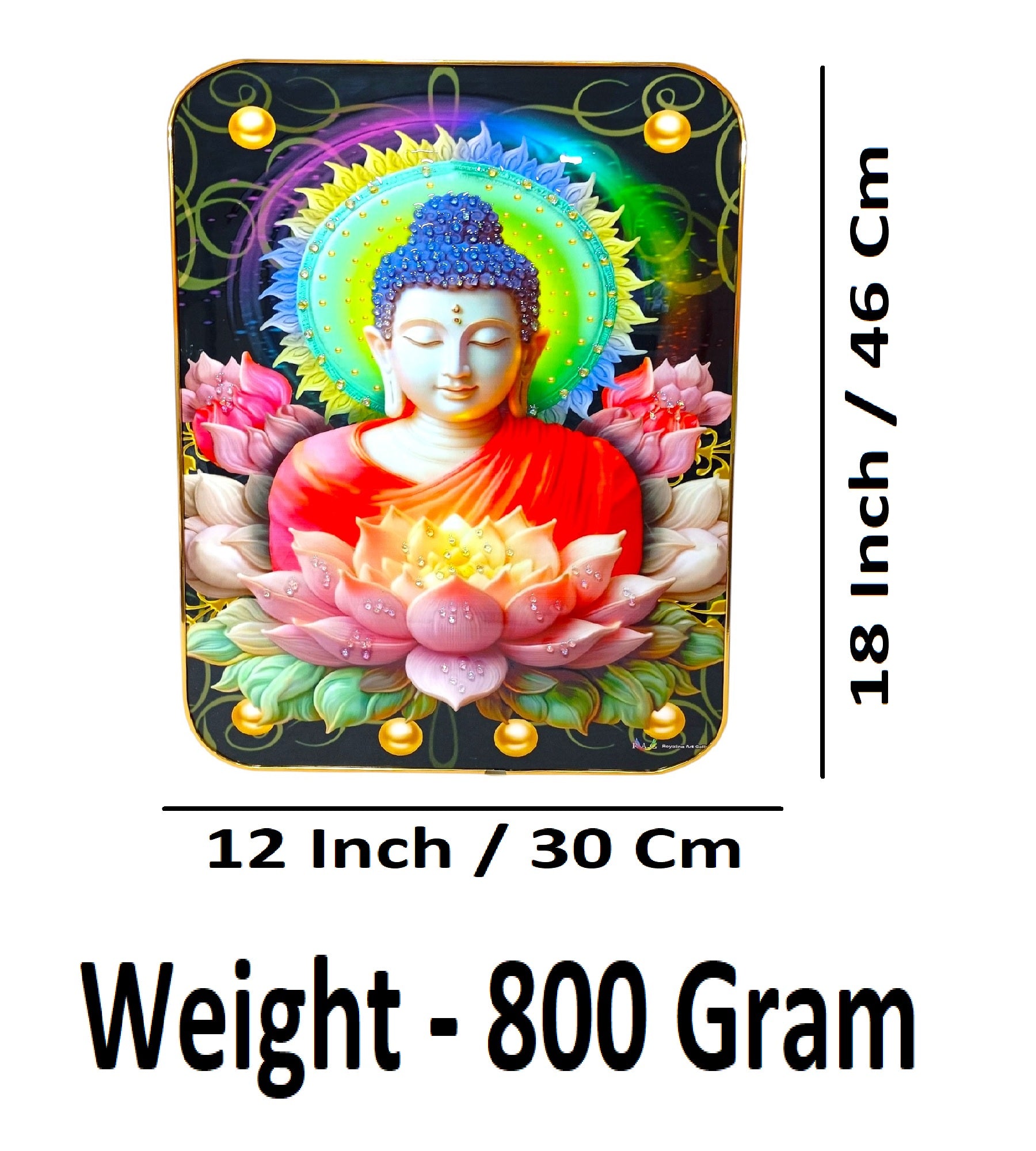 Sigaram 12x18 Inch Buddha Photo Frame for Home, Room & Office Wall Decore K4867