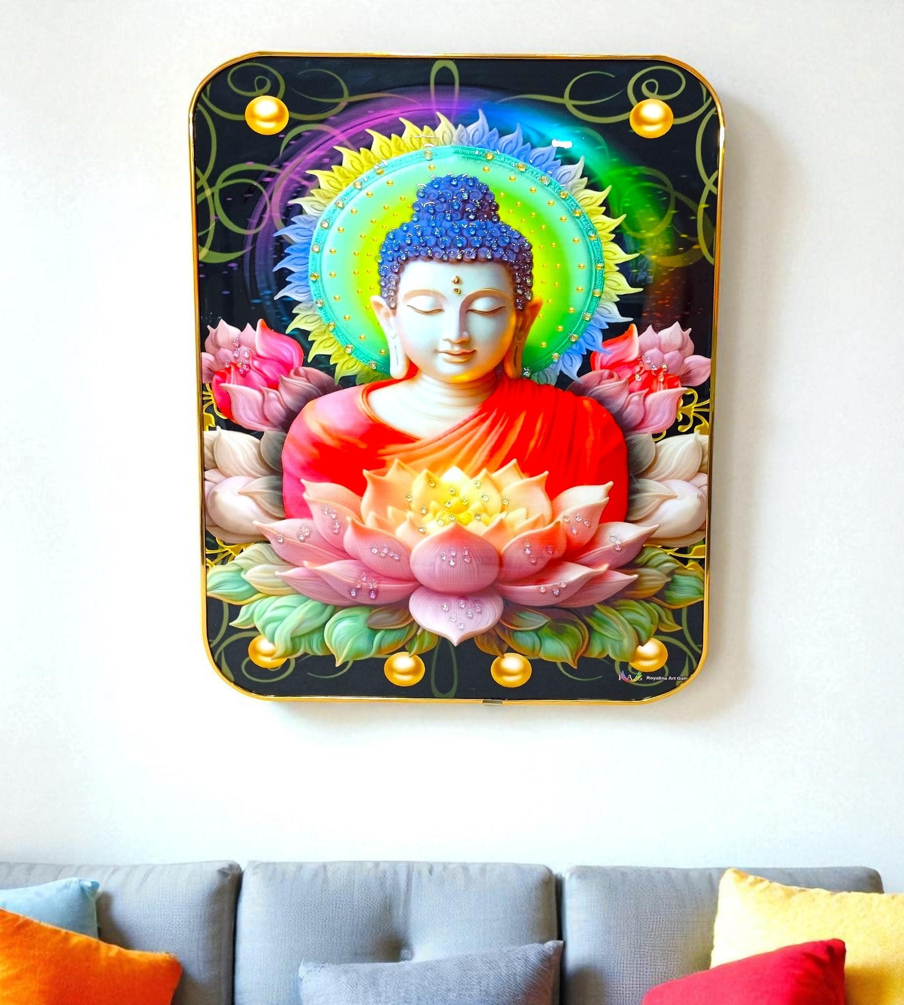 Sigaram 12x18 Inch Buddha Photo Frame for Home, Room & Office Wall Decore K4867