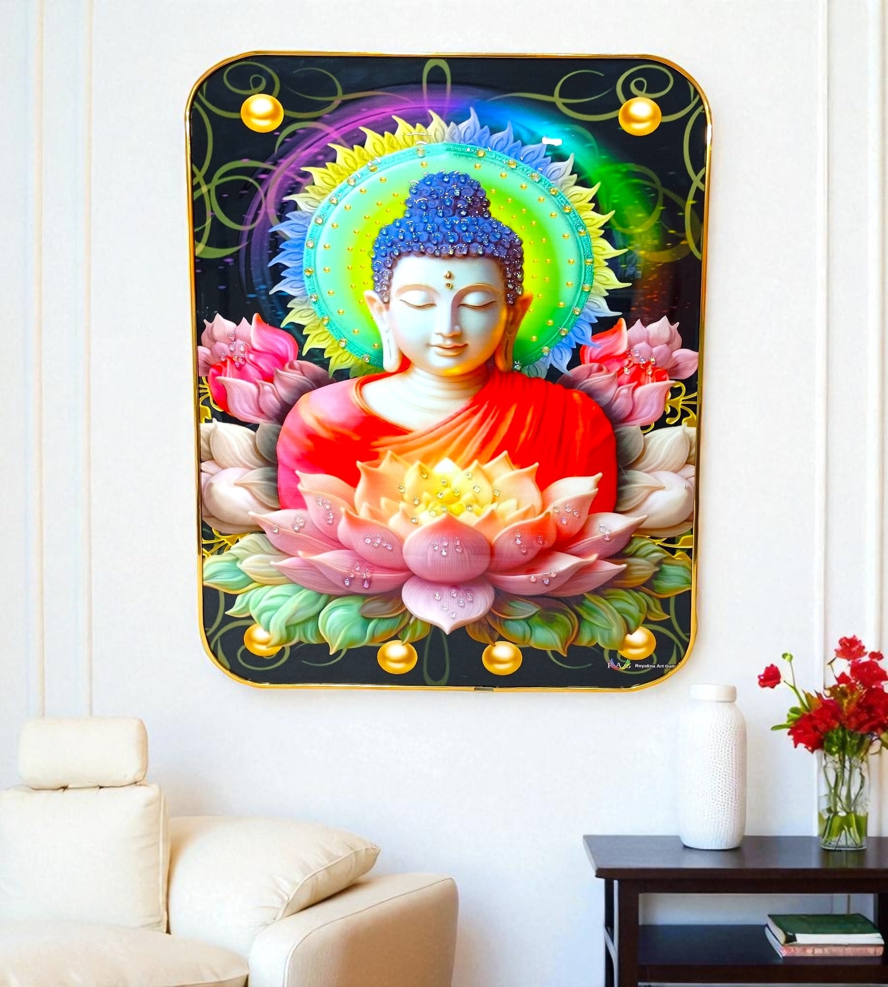 Sigaram 12x18 Inch Buddha Photo Frame for Home, Room & Office Wall Decore K4867