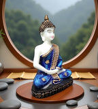 Sigaram 6.5 Inch Blue Meditating Buddha Idol for Home Decorative Showpiece K4894