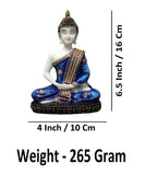 Sigaram 6.5 Inch Blue Meditating Buddha Idol for Home Decorative Showpiece K4894