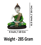 Sigaram 6.5 Inch Green Meditating Buddha Idol for Home Decorative Showpiece K4895