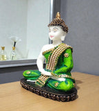 Sigaram 6.5 Inch Green Meditating Buddha Idol for Home Decorative Showpiece K4895