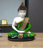 Sigaram 6.5 Inch Green Meditating Buddha Idol for Home Decorative Showpiece K4895
