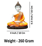 Sigaram 6.5 Inch Orange Meditating Buddha Idol for Home Decorative Showpiece K4896
