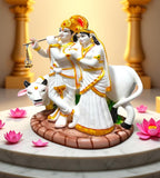 Sigaram 8.5 Inch White Radha Krishna Idol for Home Decorative Sshowpiece K4897