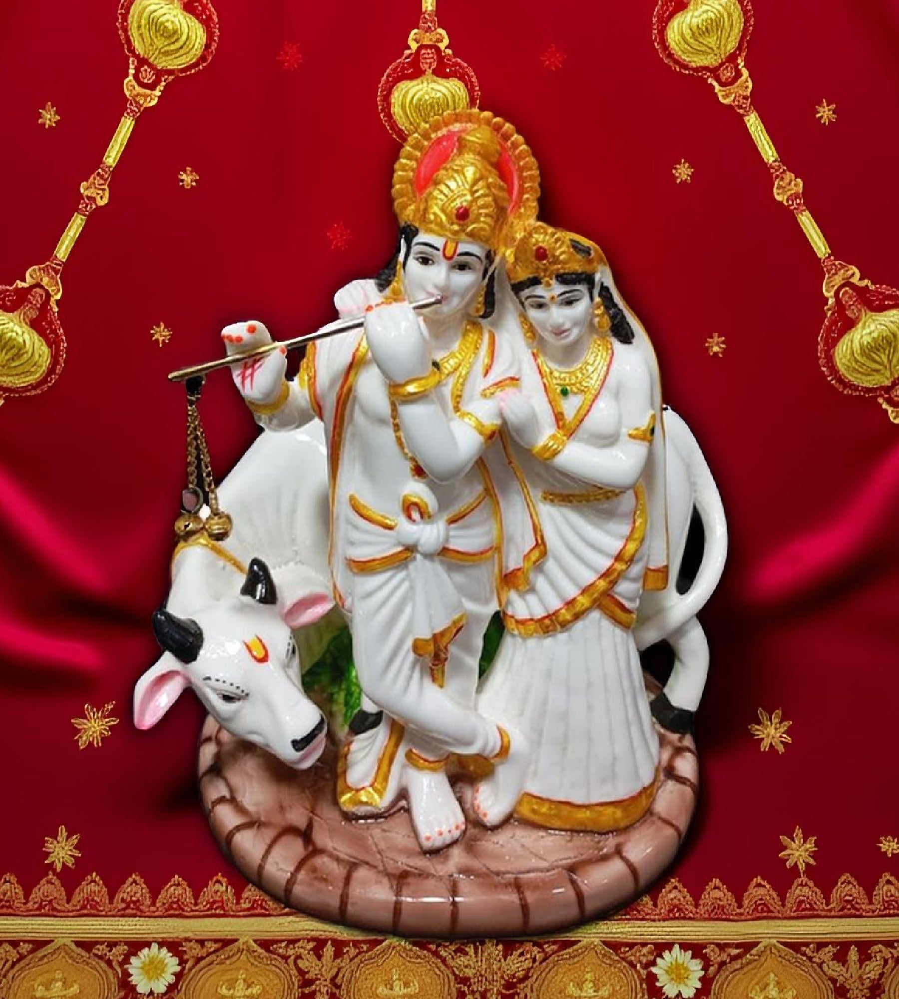 Sigaram 8.5 Inch White Radha Krishna Idol for Home Decorative Sshowpiece K4897