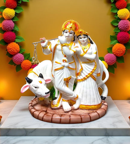 Sigaram 8.5 Inch White Radha Krishna Idol for Home Decorative Sshowpiece K4897