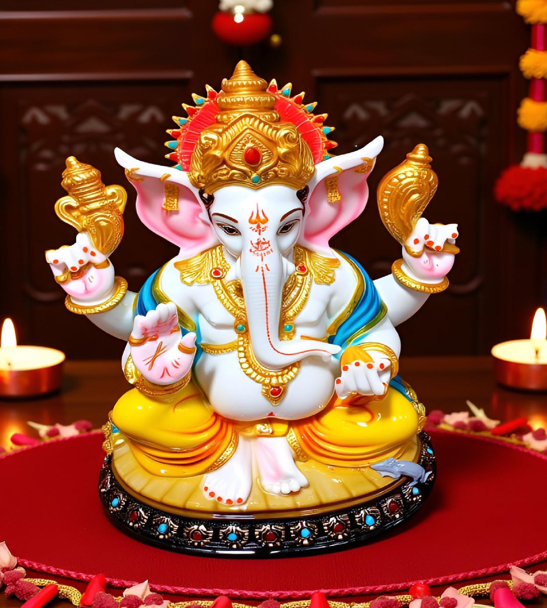 Sigaram 12 Inch Multi Lord Ganesh Idol for Home Decorative Showpiece K4898