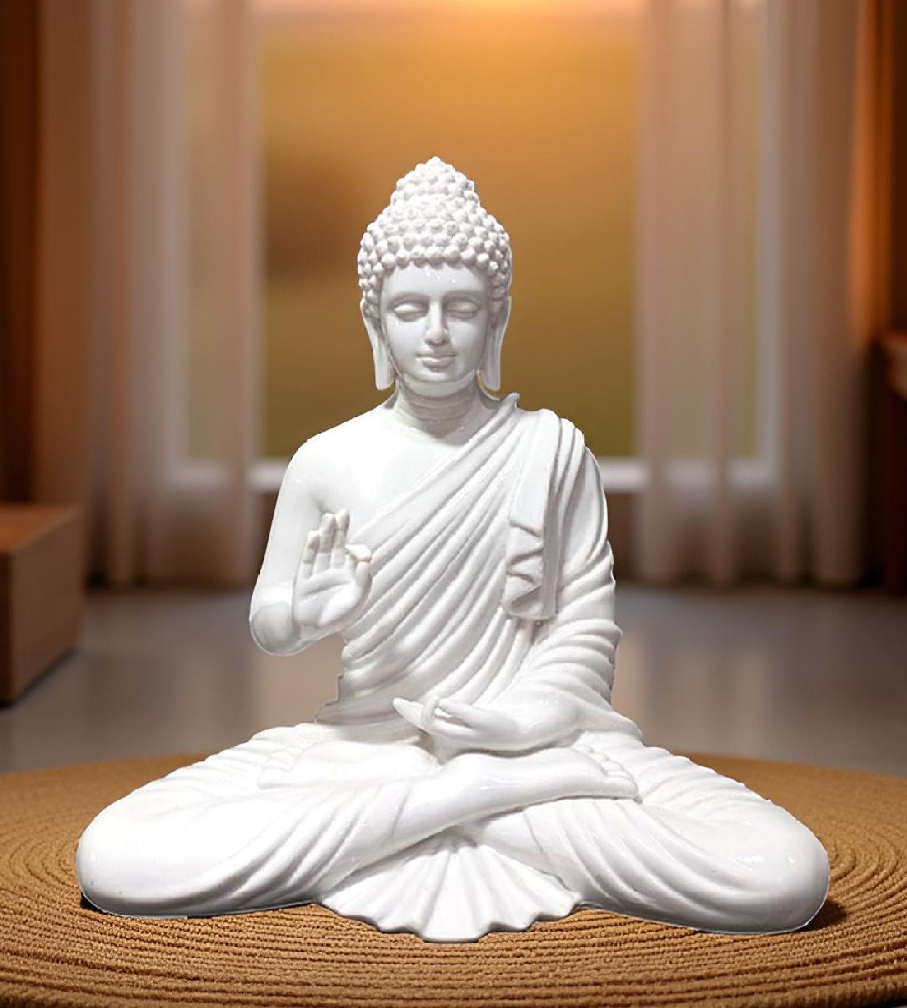 Sigaram 14.5 Inch White Buddha Idol for Home Decorative Showpiece K4899