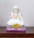 Sigaram 7.5 Inch White Raghavendra Idol for Home Décorative Showpiece K4902
