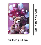 Sigaram 12 x 18 Inch Brown Teddy Bear Photo Frame with Balloon for Home & Office Wall K4906