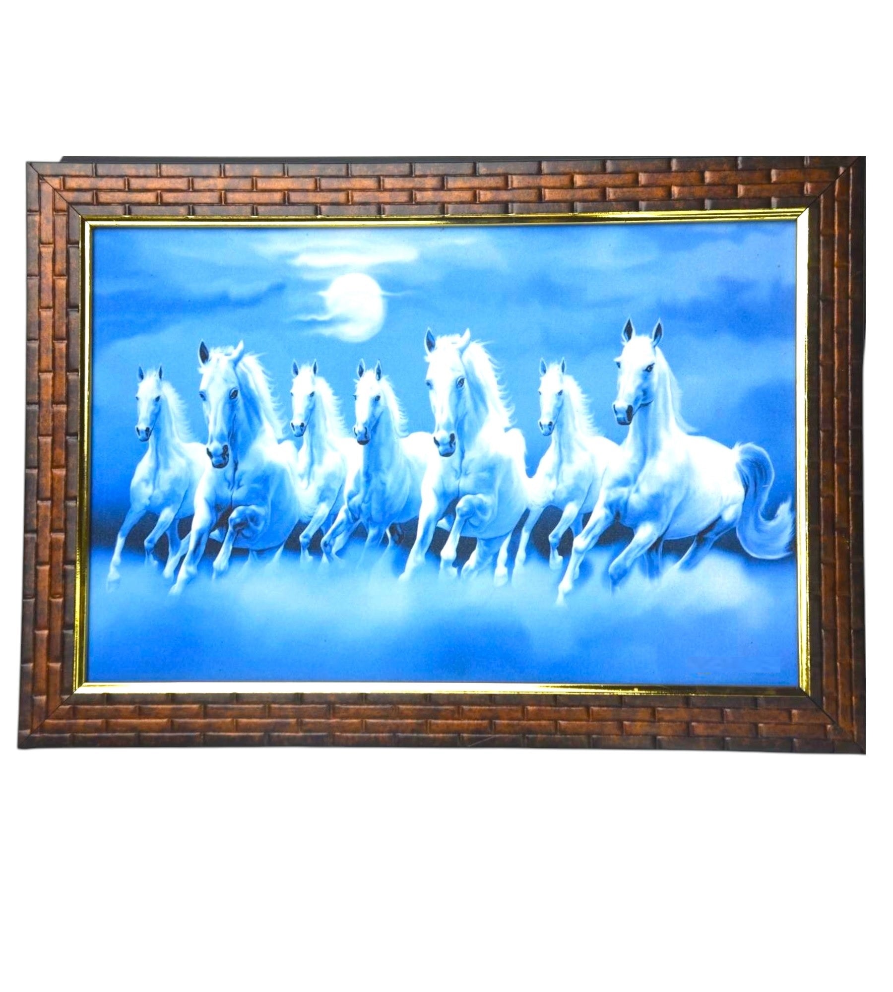 Sigaram 13.5x9.5 Inch Blue Horse Painting Photo Frame for Home & Office Wall K4908