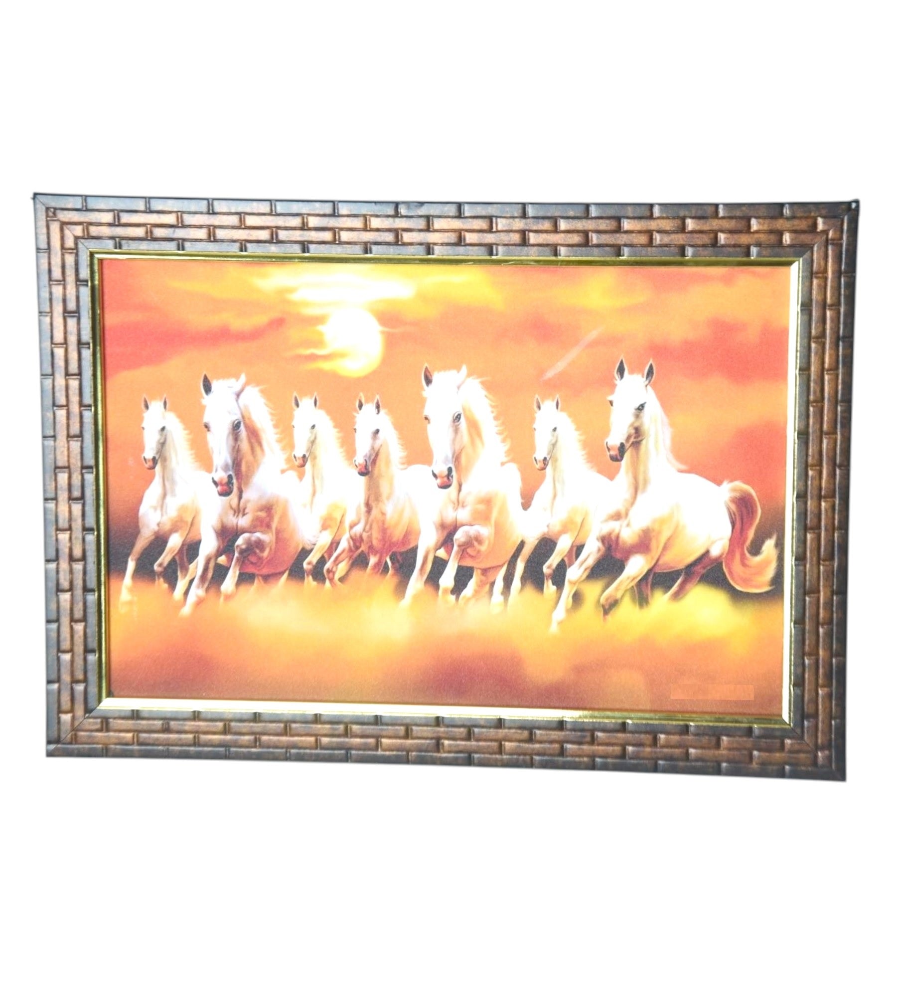 Sigaram 13.5x9.5 Inch Orange Horse Painting Photo Frame for Home & Office Wall K4909