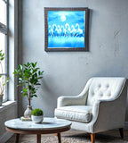 Sigaram 13.5x13.5 Inch Blue Horse Painting Photo Frame for Home & Office Wall K4910