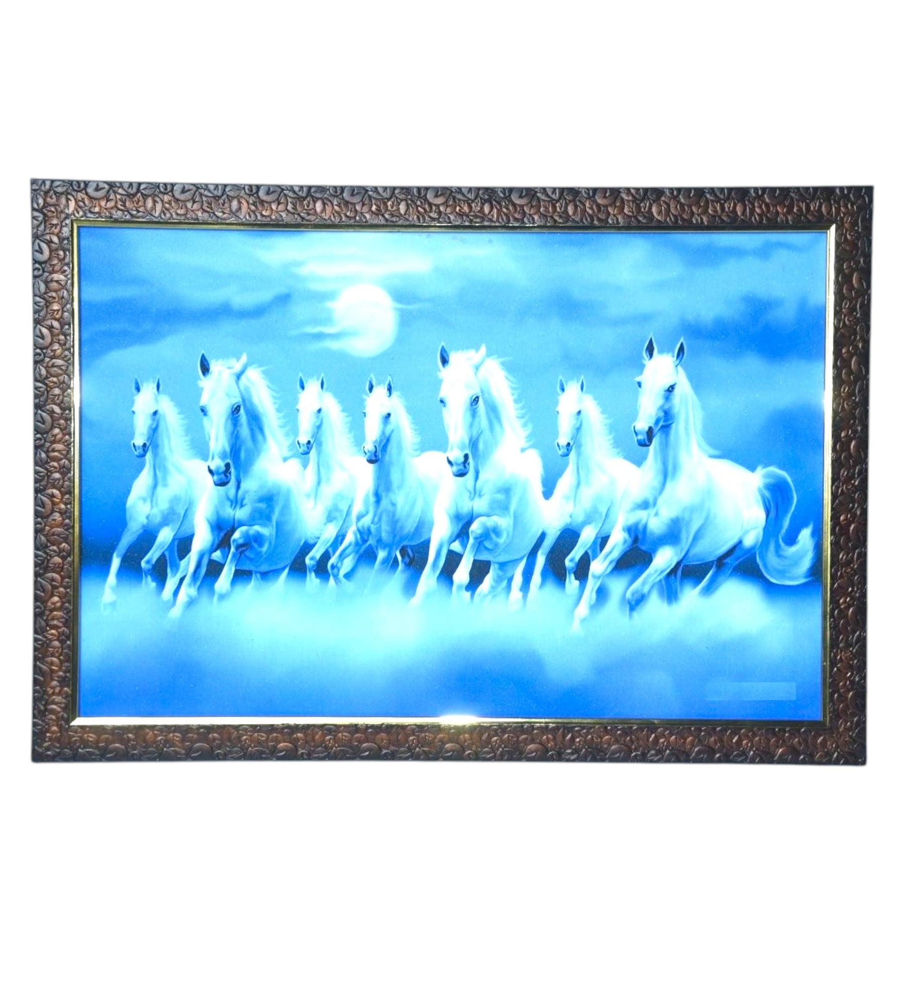 Sigaram 19.5x13.5 Inch Blue Horse Painting Photo Frame for Home & Office Wall K4912