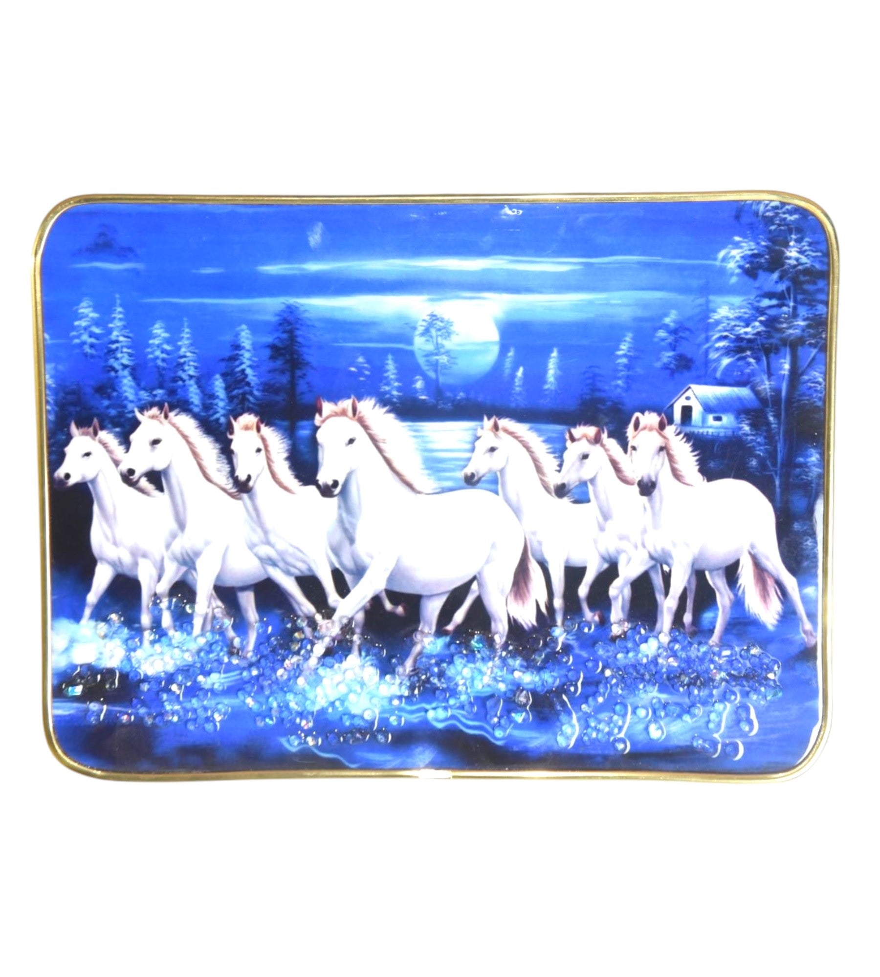 Sigaram 11.5x8.5 Inch Sky Blue Horse Photo Frame for Home & Office Wall K4918