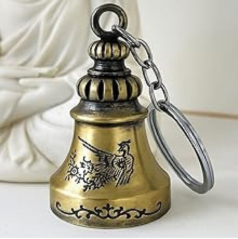 Sigaram 4 Inch Green Guardian Bell Keychain for Bike, Car, Bag & Decorative Showpiece K4926