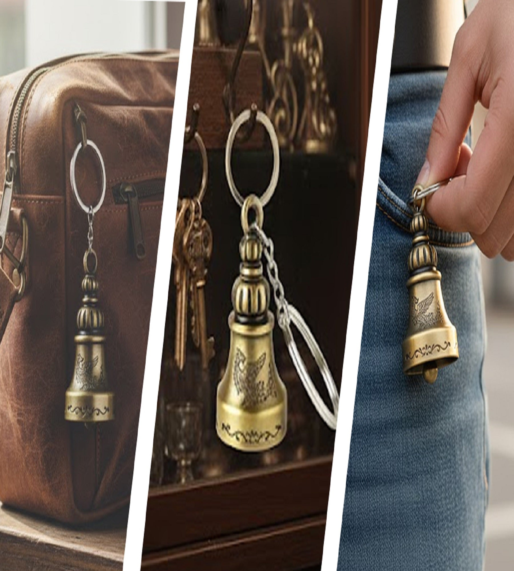 Sigaram 4 Inch Green Guardian Bell Keychain for Bike, Car, Bag & Decorative Showpiece K4927