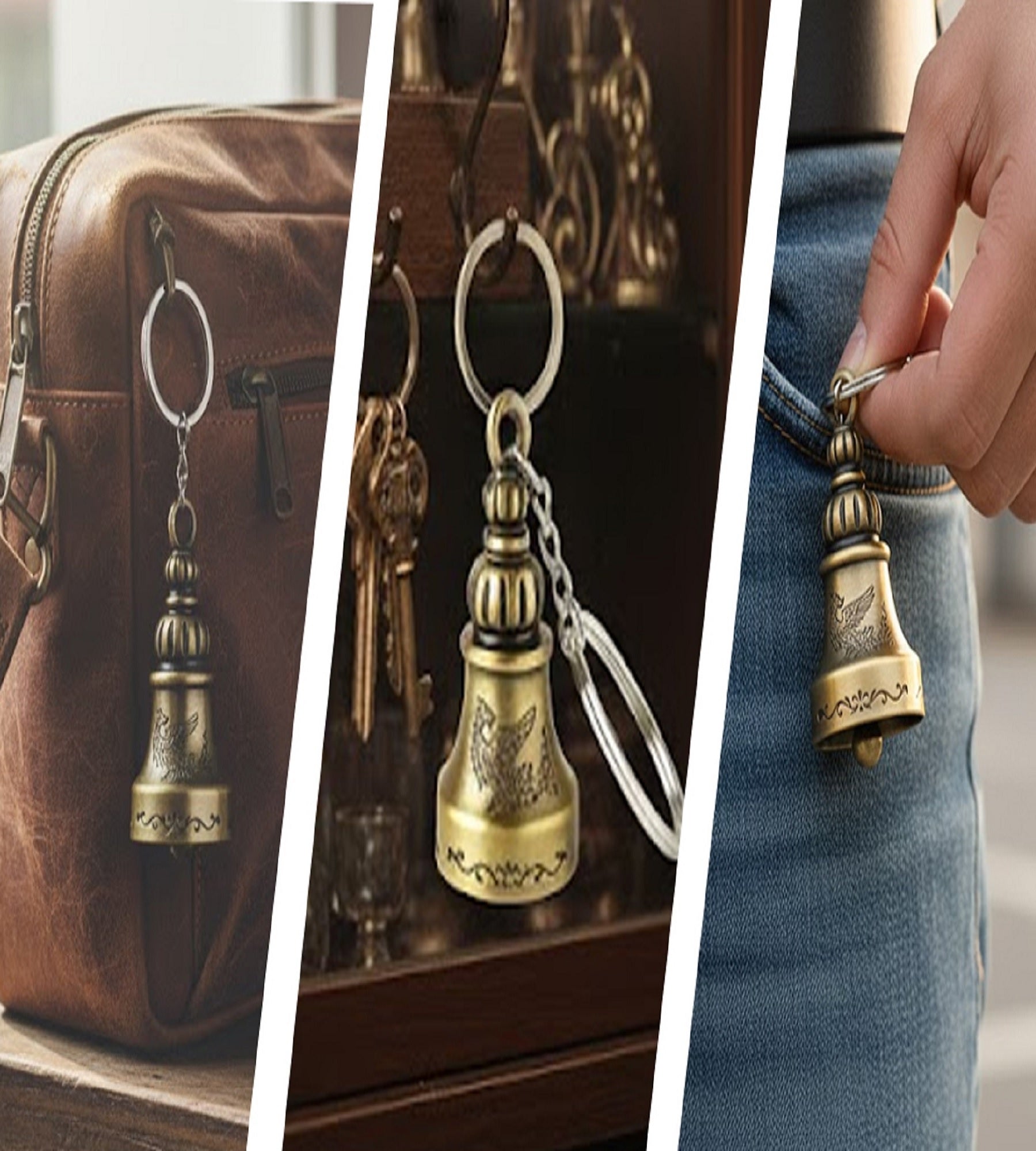 Sigaram 4 Inch Green Guardian Bell Keychain for Bike, Car, Bag & Decorative Showpiece K4928