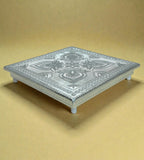 12xSigaram 12 Inch Silver Plated Wooden Bajot Bush Chowki/Patla for Home & Temple Pooja Decor K4934