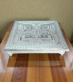 12xSigaram 12 Inch Silver Plated Wooden Bajot Bush Chowki/Patla for Home & Temple Pooja Decor K4934